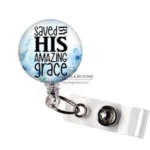 ✝️✨ Saved By HIS Amazing Grace Badge Reel | Christian ID Holder